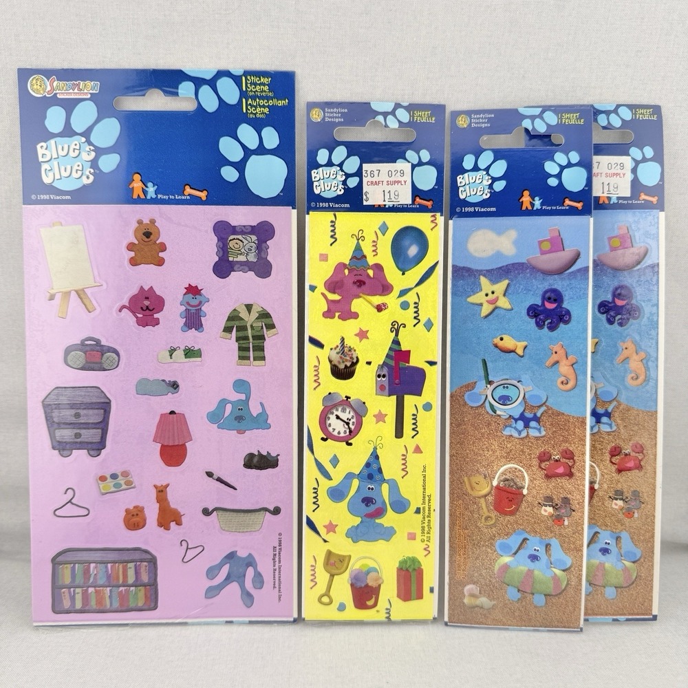 Vintage 1998 Blues Clues Sandylion Stickers Lot Beach House Party New Sealed!